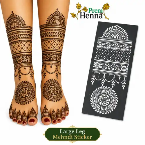 Prem Henna Large Leg Mehndi Stencil Sticker for Bridal Foot Design